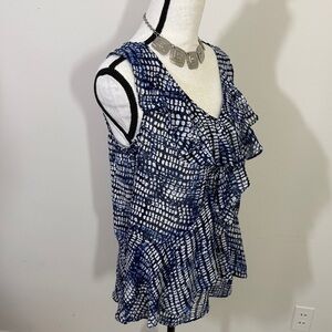 Daisy Fuentes Blue Ruffled Blouse Tank Top